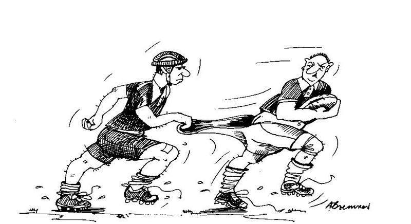 rugby pcts 03-.jpg - One of a series of cartoons for Cobham rugby club by Aidan Bremner.